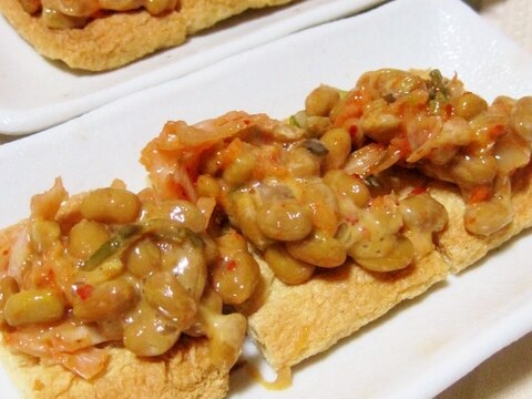 ぱりっと焼いた油揚げ 納豆キムチのせ レシピ 作り方 By yamat 楽天レシピ ぱりっと焼いた油揚げ 納豆キムチのせ レシピ 作り方 By yamat 楽天レシピ